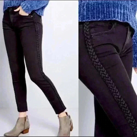 DRIFTWOOD Braided Intertwined Jackie Trim Raw-hem Slim P4409A Skinny Jeans 28/28 - Picture 1 of 13